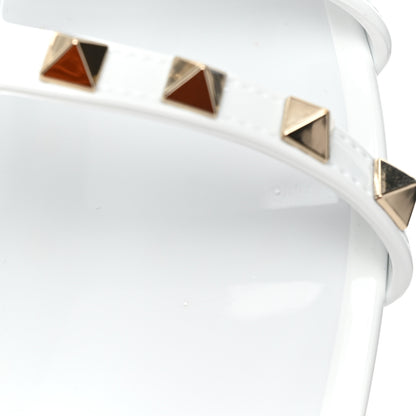 Valentino Garavani PVC Jelly Rockstud Caged Flat T-Strap Sandals 41 Optic White 8 of 9