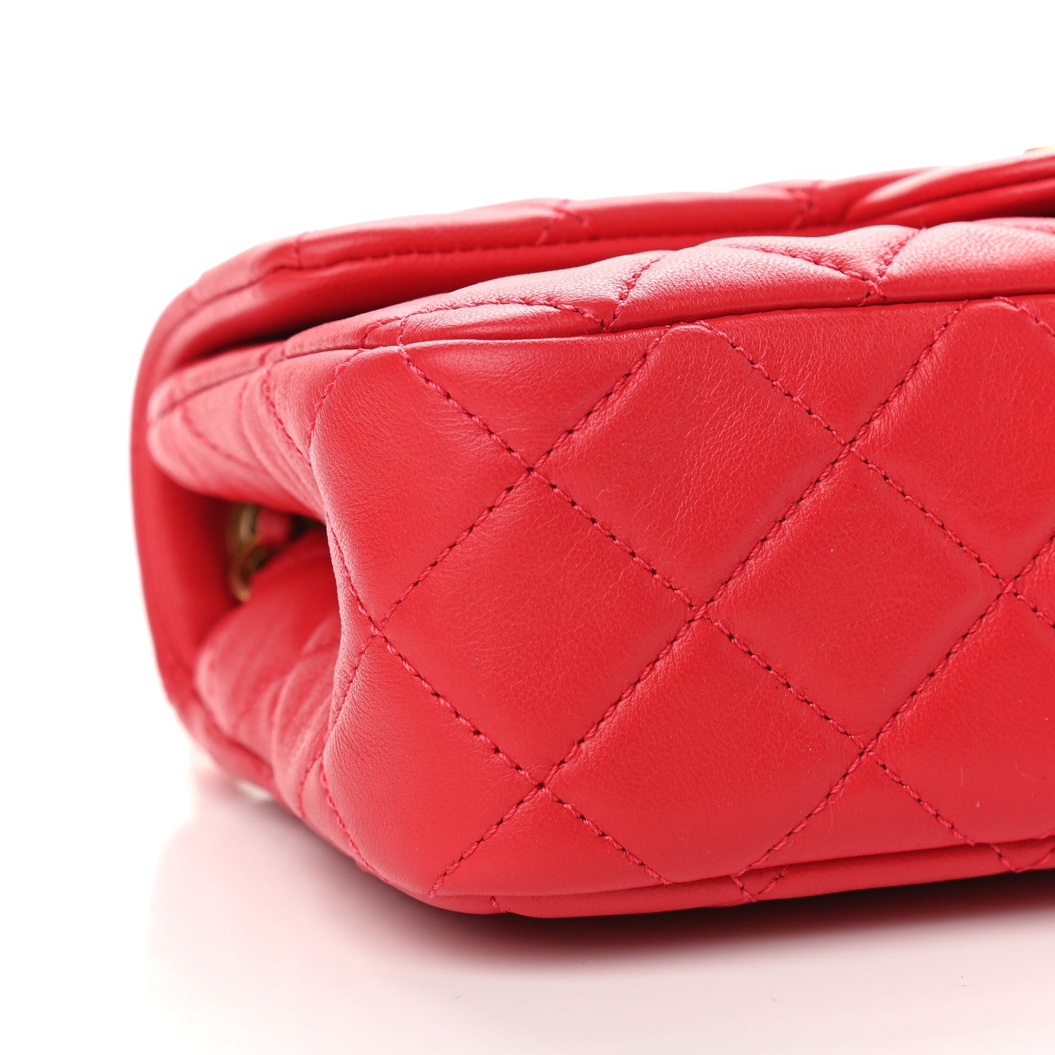 Chanel Lambskin Quilted Mini Rectangular Pearl Crush Flap Red 8 of 9