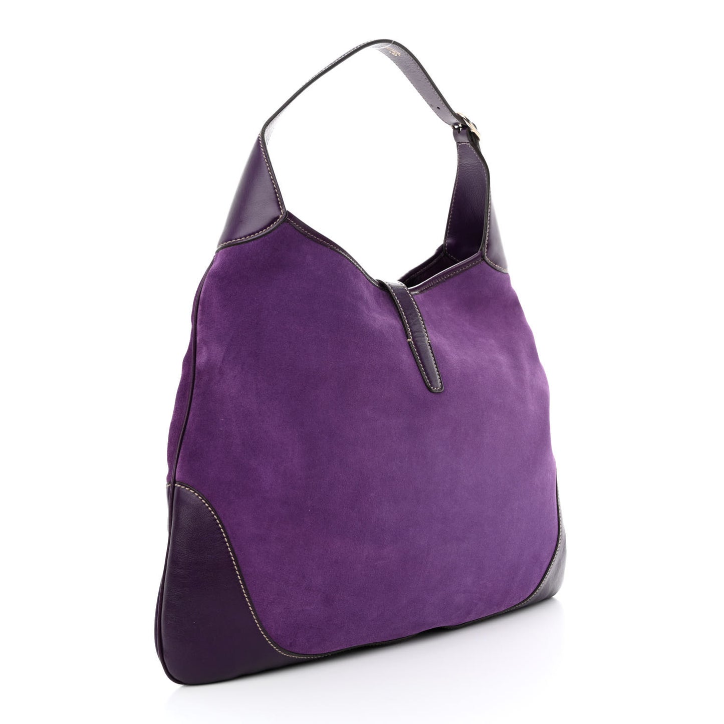 Suede Studded Large Jackie Shoulder Bag Purple