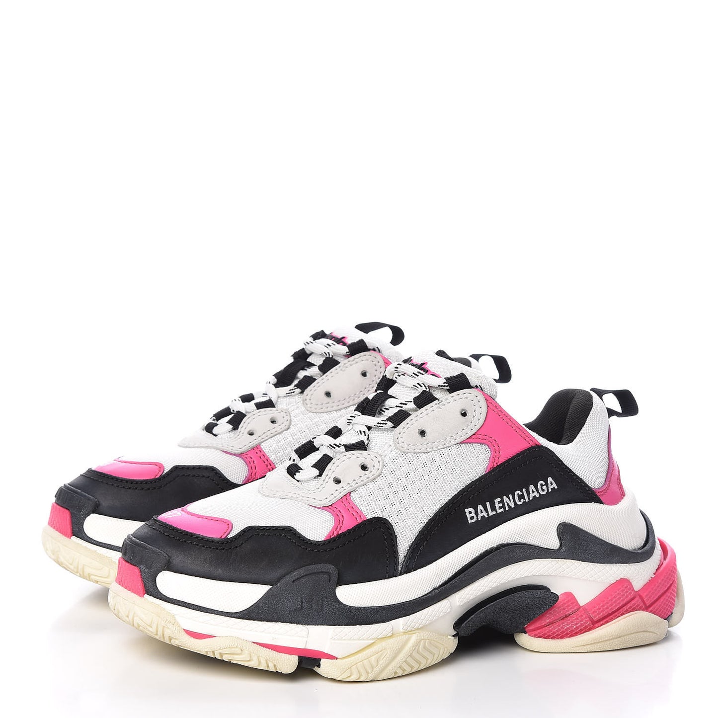 Fabric Mesh Womens Triple S Sneakers 37 Rose Fluo Black White