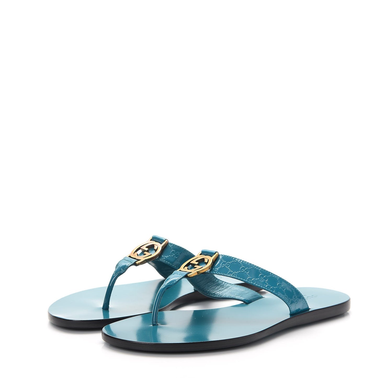Patent Guccissima Thong Sandals 36 Deep Cobalt