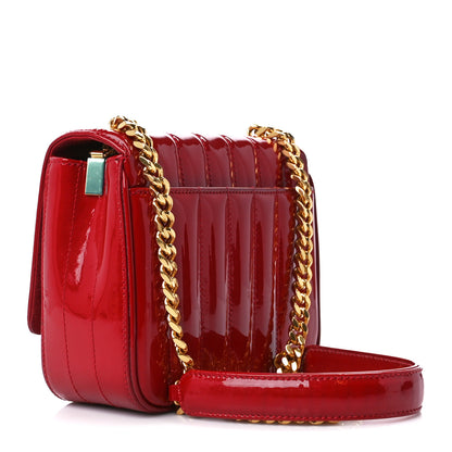 Saint Laurent Patent Matelasse Monogram Small Vicky Chain Bag Red 3 of 12