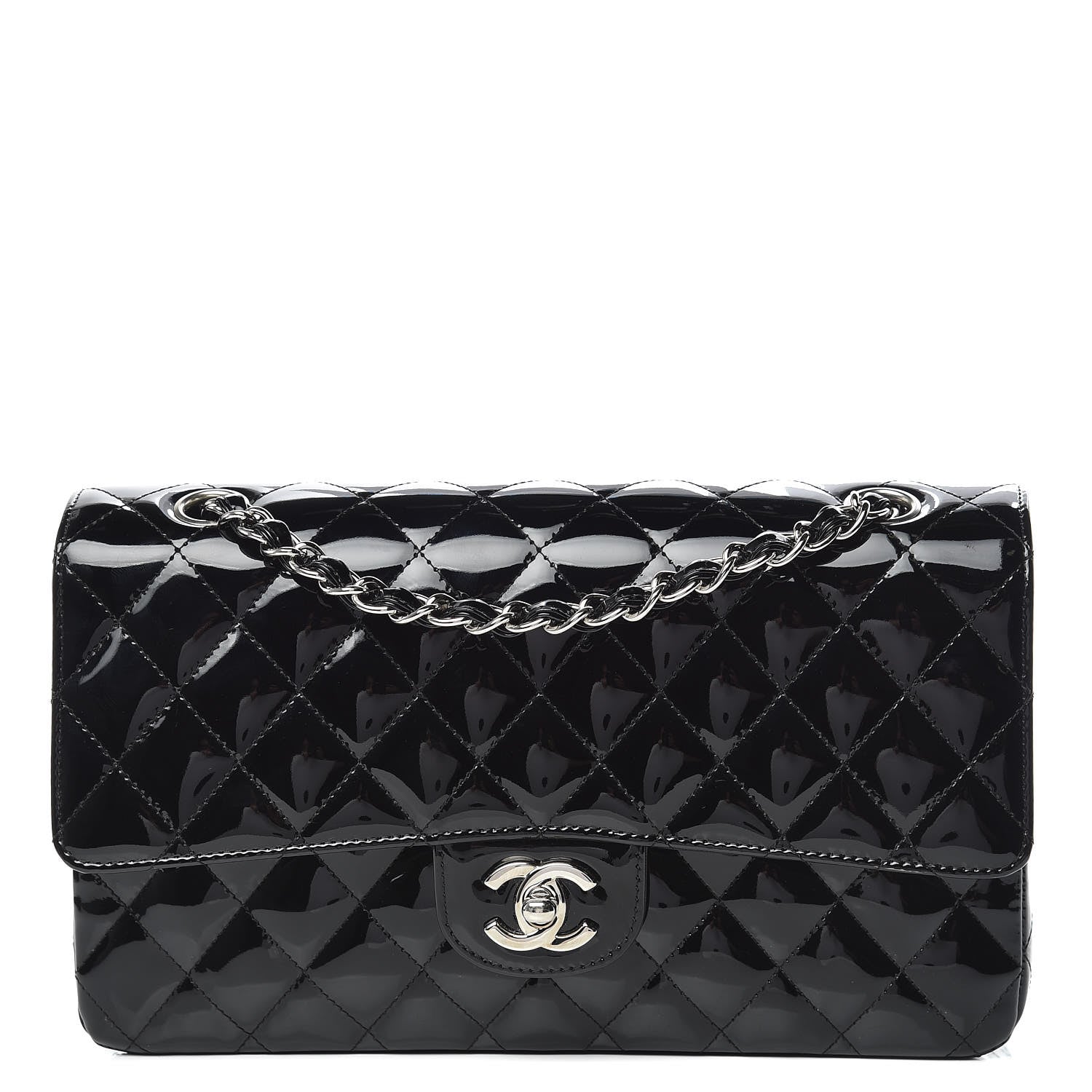 Chanel Patent Quilted Medium Double Flap Black 1 of 19