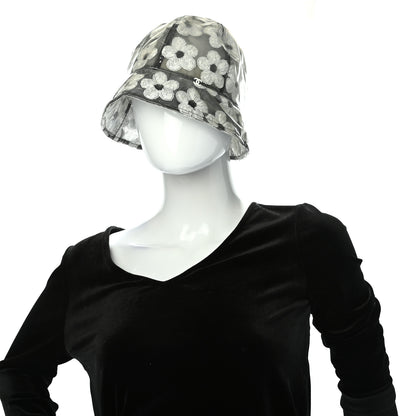 Chanel PVC Polyester Cloche Hat L Transparent Black White 1 of 4