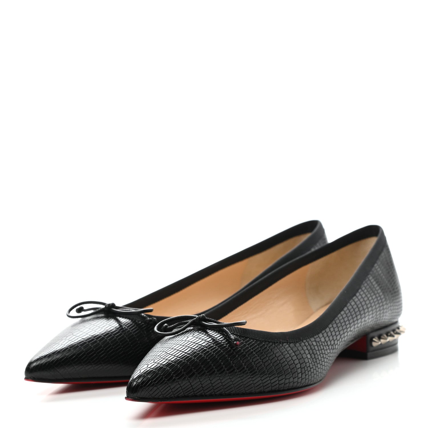 Christian Louboutin Nappa Spiked Hall Flats 37 Black 3 of 9
