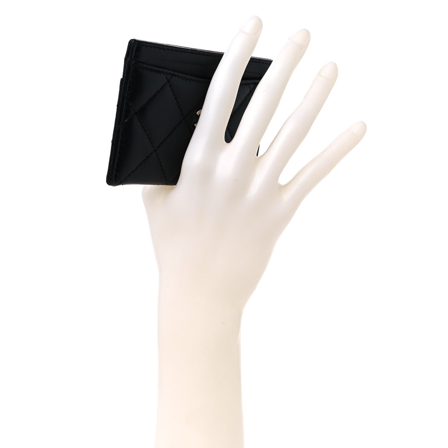 Lambskin Quilted Card Holder Black