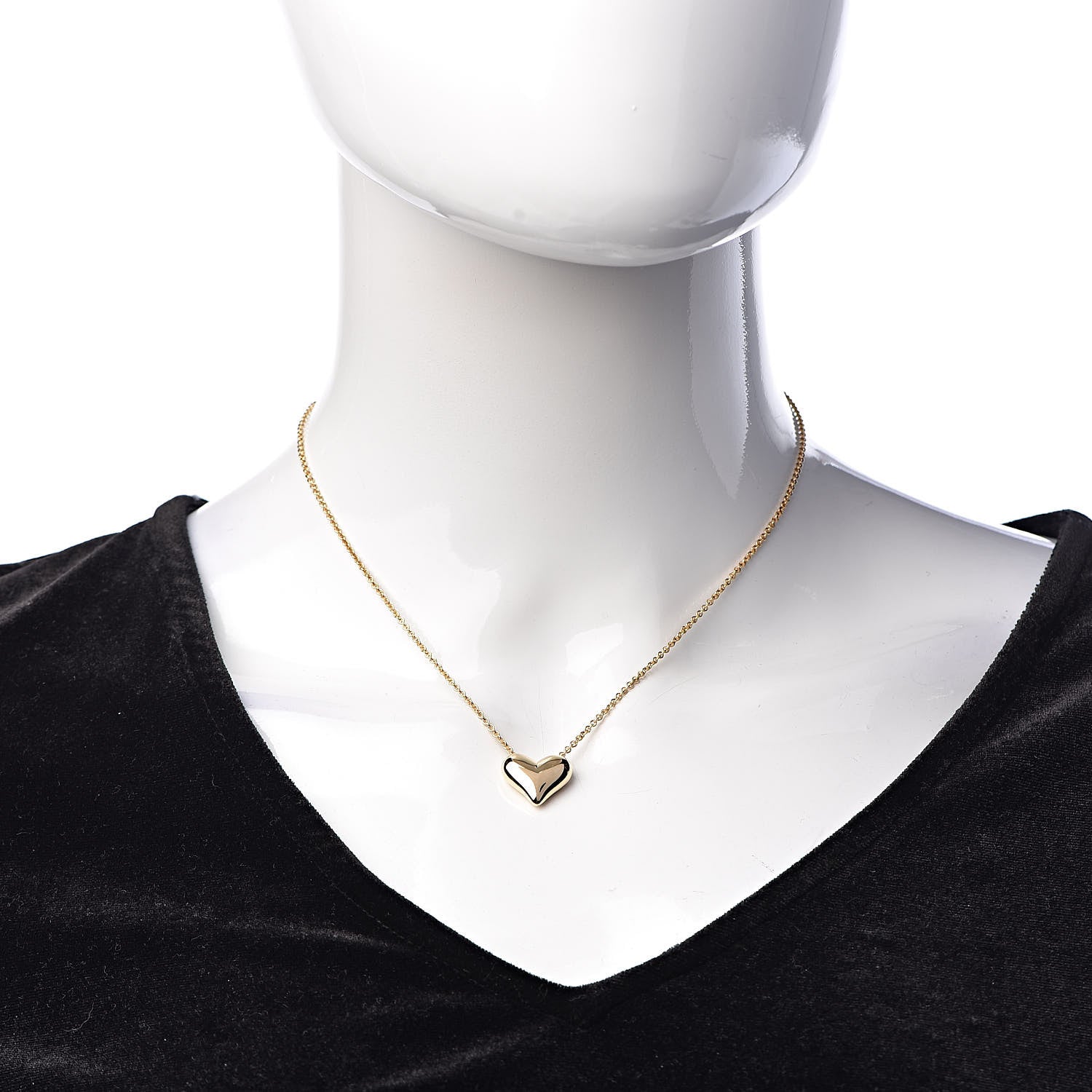 Tiffany 18K Yellow Gold Large Puff Heart Pendant Necklace 2 of 7