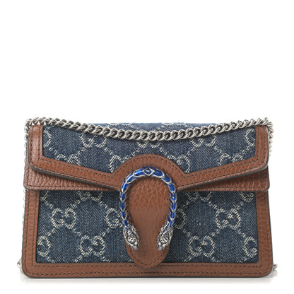 Gucci New Denim GG Monogram Dollar Calfskin Enamel Super Mini Dionysus Shoulder Bag Blue Tea Cuir Epilog Electric Blue 1 of 10