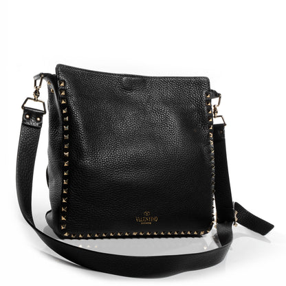 Valentino Garavani Pebbled Calfskin Large Rockstud Flip-Lock Messenger Bag Black 3 of 8