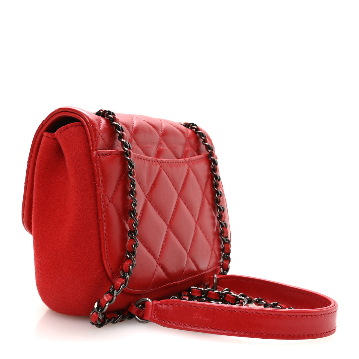 Chanel Felt Glazed Calfskin Quilted Edelweiss Flower Flap Red 3 of 10