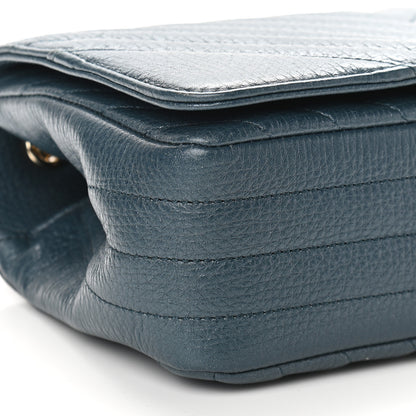 Chanel Metallic Calfskin Chevron Quilted Small Statement Flap Blue 8 of 9