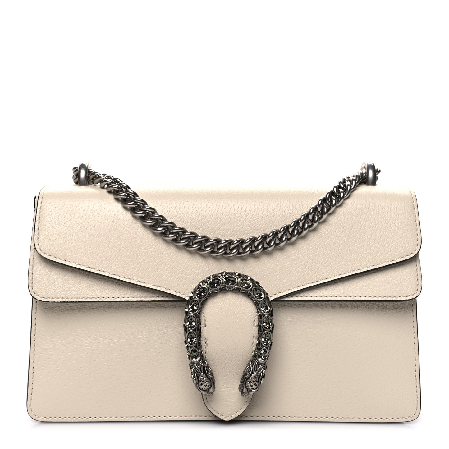 Textured Calfskin Crystal Small Dionysus Shoulder Bag Mystic White