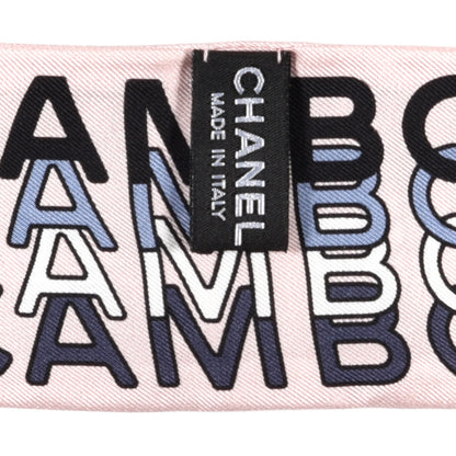 Chanel Silk Logo Slim Bandeau Scarf Pink Multicolor 3 of 3