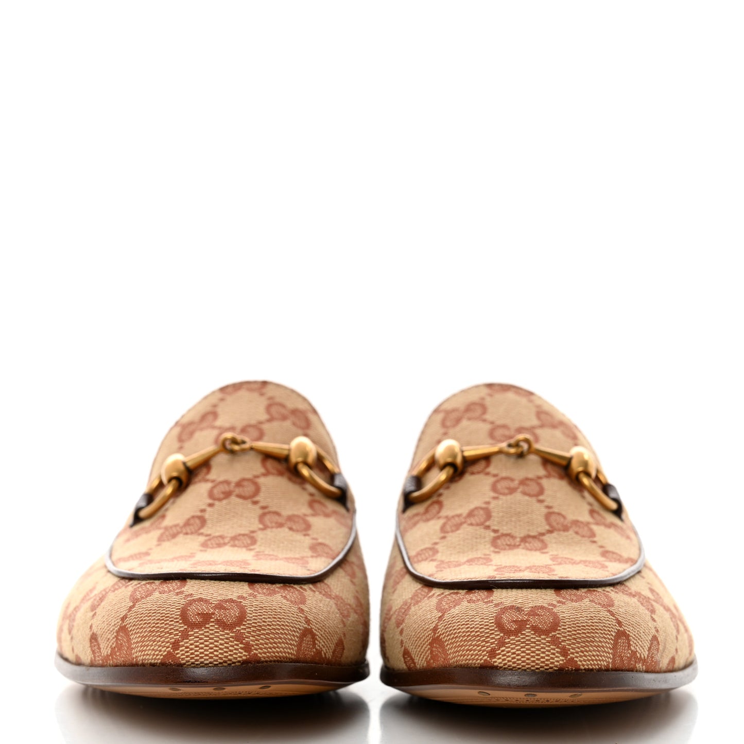 Canvas GG Monogram Horsebit Mens Jordaan Loafers 6.5 Beige Ruggine Light Brown