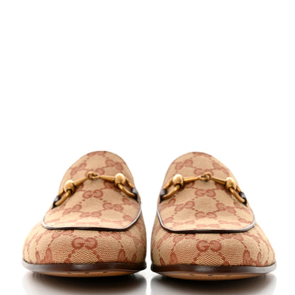 Gucci Canvas GG Monogram Horsebit Mens Jordaan Loafers 6.5 Beige Ruggine Light Brown 2 of 9
