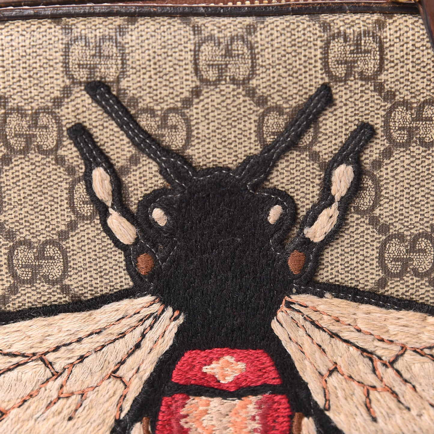GG Supreme Monogram Bee Embroidered Mini Chain Shoulder Bag Beige Tuscany