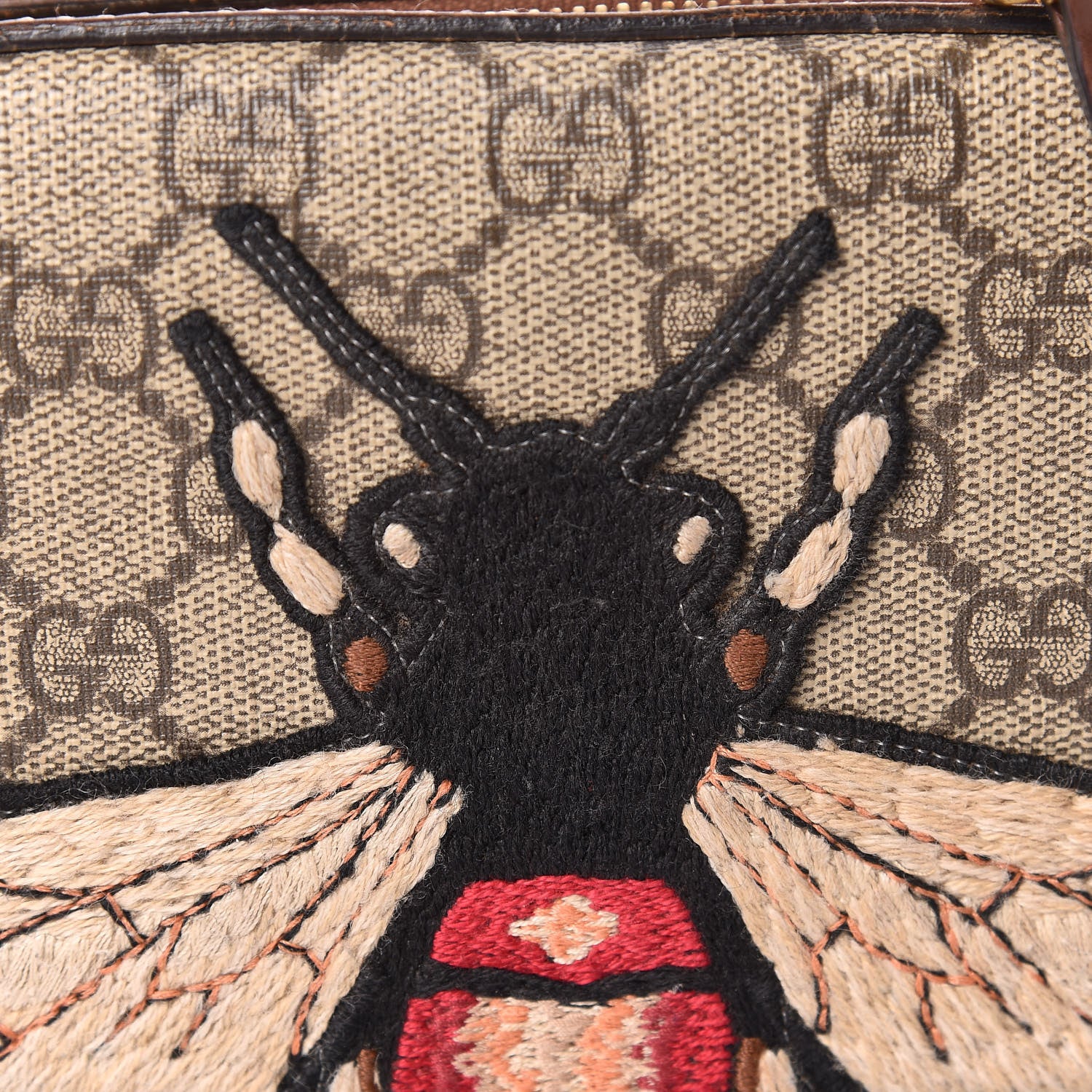 Gucci GG Supreme Monogram Bee Embroidered Mini Chain Shoulder Bag Beige Tuscany 12 of 13
