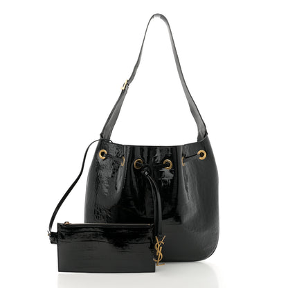 Saint Laurent Crocodile Embossed Calfskin Medium Paris VII Flat Hobo Black 3 of 15
