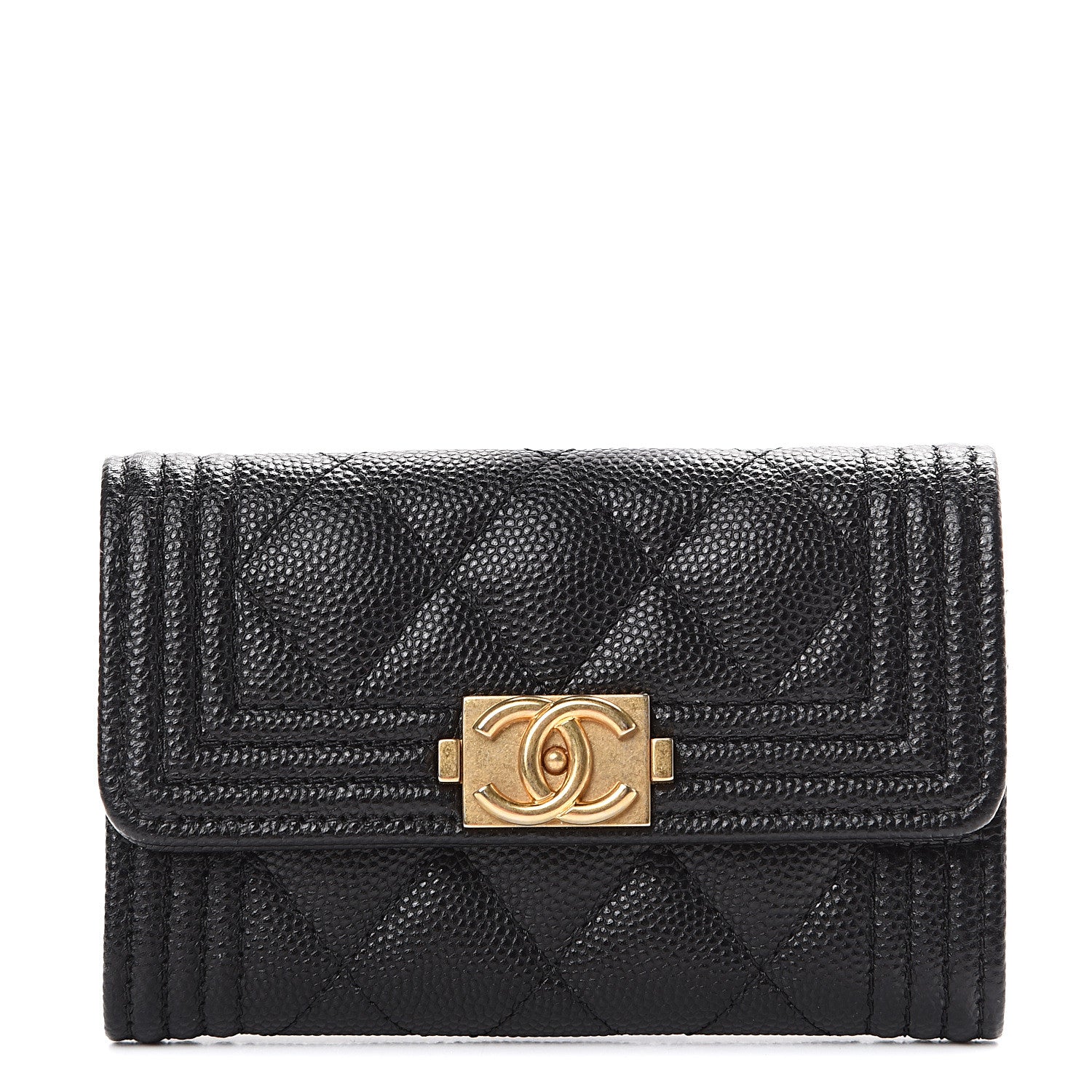 Chanel Caviar Quilted Boy Flap Card Holder Black 1 of 8