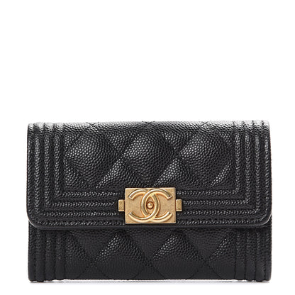 Chanel Caviar Quilted Boy Flap Card Holder Black 1 of 8