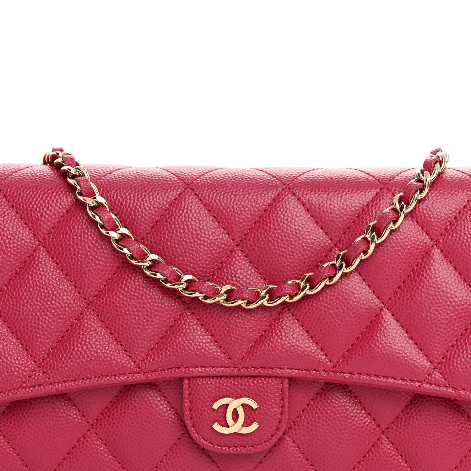 Chanel Caviar Quilted Phone Holder Wallet on Removable Chain Dark Pink 10 of 17