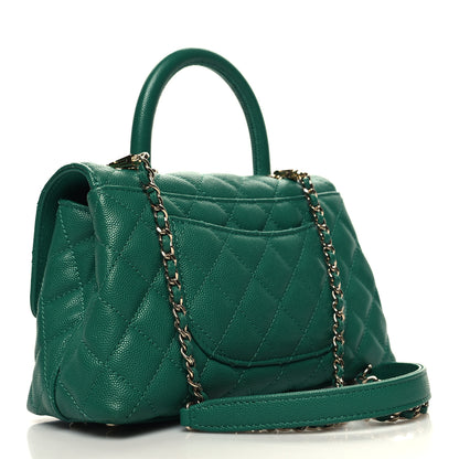 Chanel Caviar Quilted Mini Coco Handle Flap Green 3 of 10
