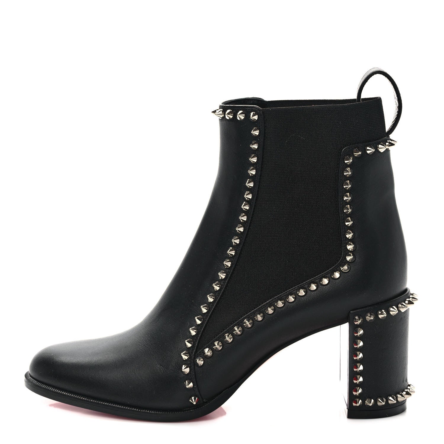 Christian Louboutin Calfskin Spikes Chelsea Outline Boots 37.5 Black 1 of 8