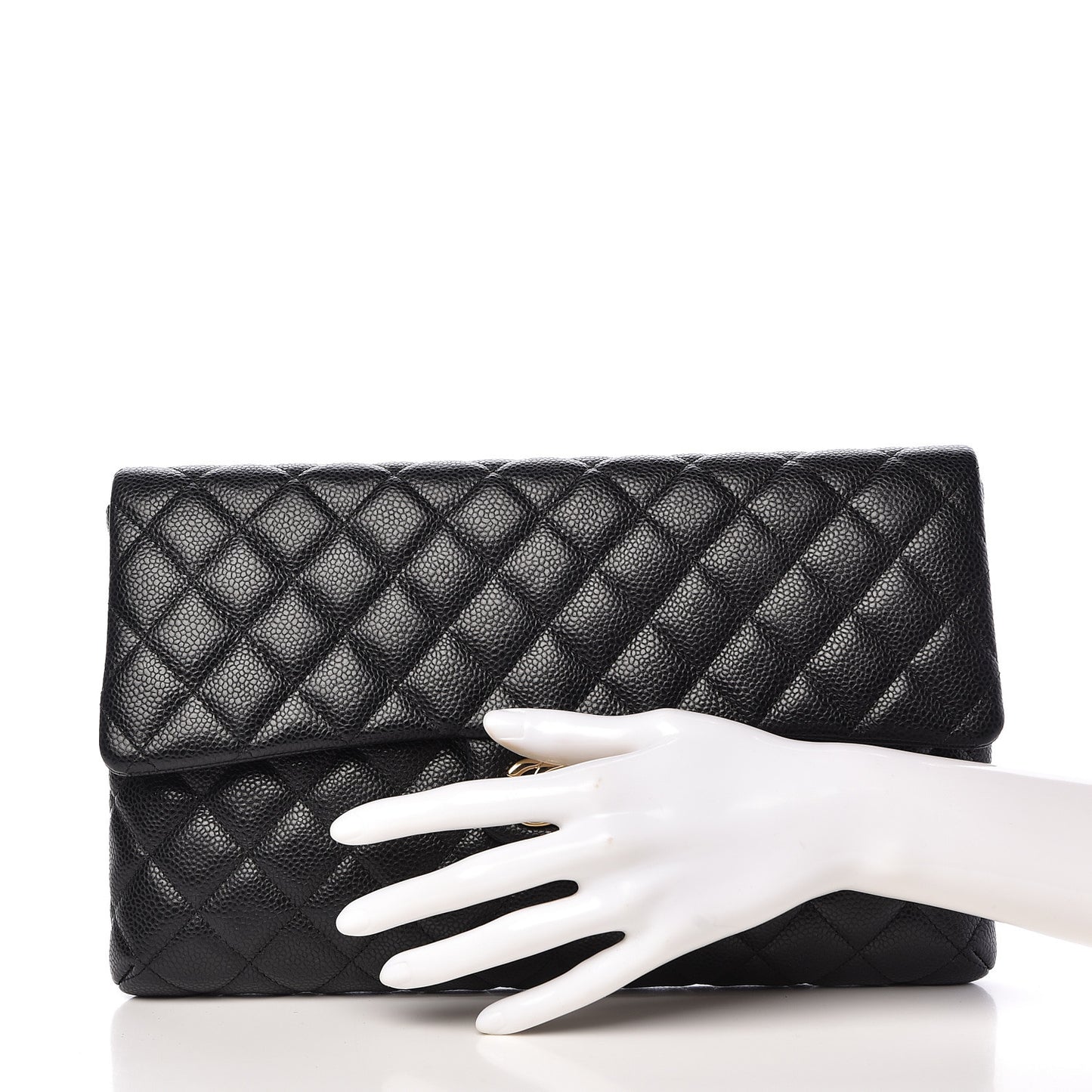 Caviar Quilted Flap Clutch Black