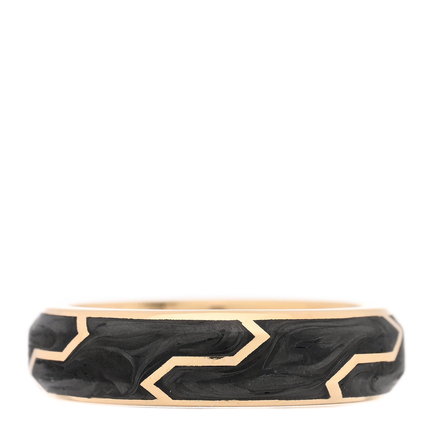 18K Yellow Gold 6mm Forged Carbon Band Ring 53 6.5
