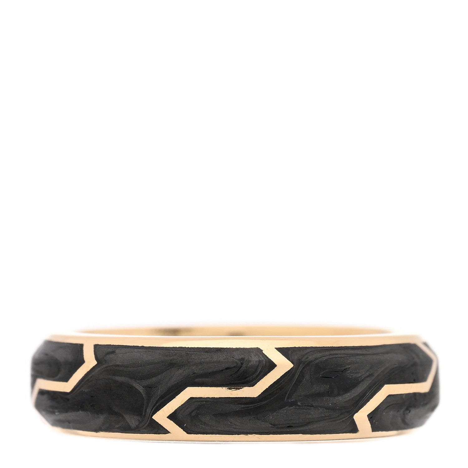 David Yurman 18K Yellow Gold 6mm Forged Carbon Band Ring 53 6.5 3 of 5