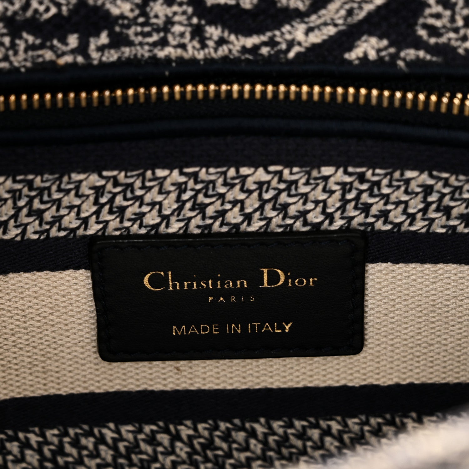 Christian Dior Canvas Toile De Jouy Embroidered Medium Lady D-Lite Navy 6 of 10