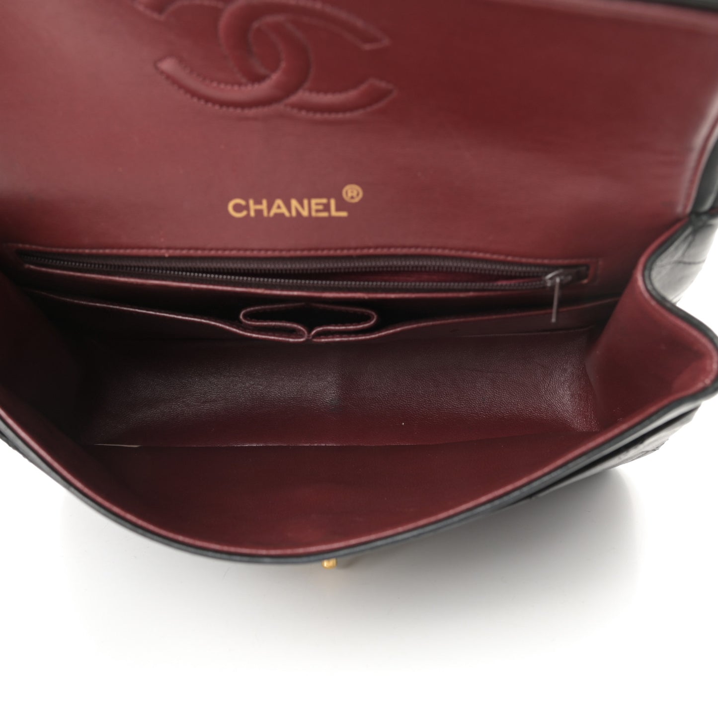 Lambskin Quilted Medium Double Flap Black