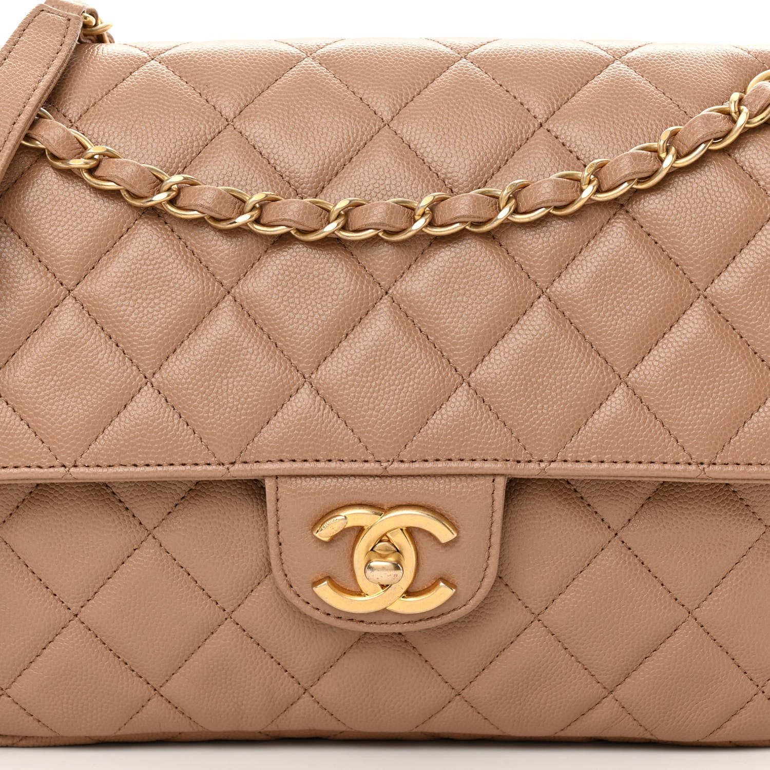Chanel Caviar Quilted Medium Single Flap Beige 8 of 10