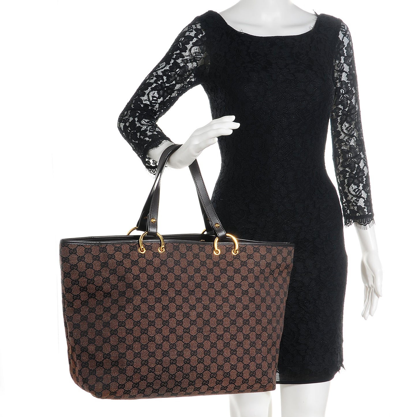 Monogram Denim Large Tote Brown