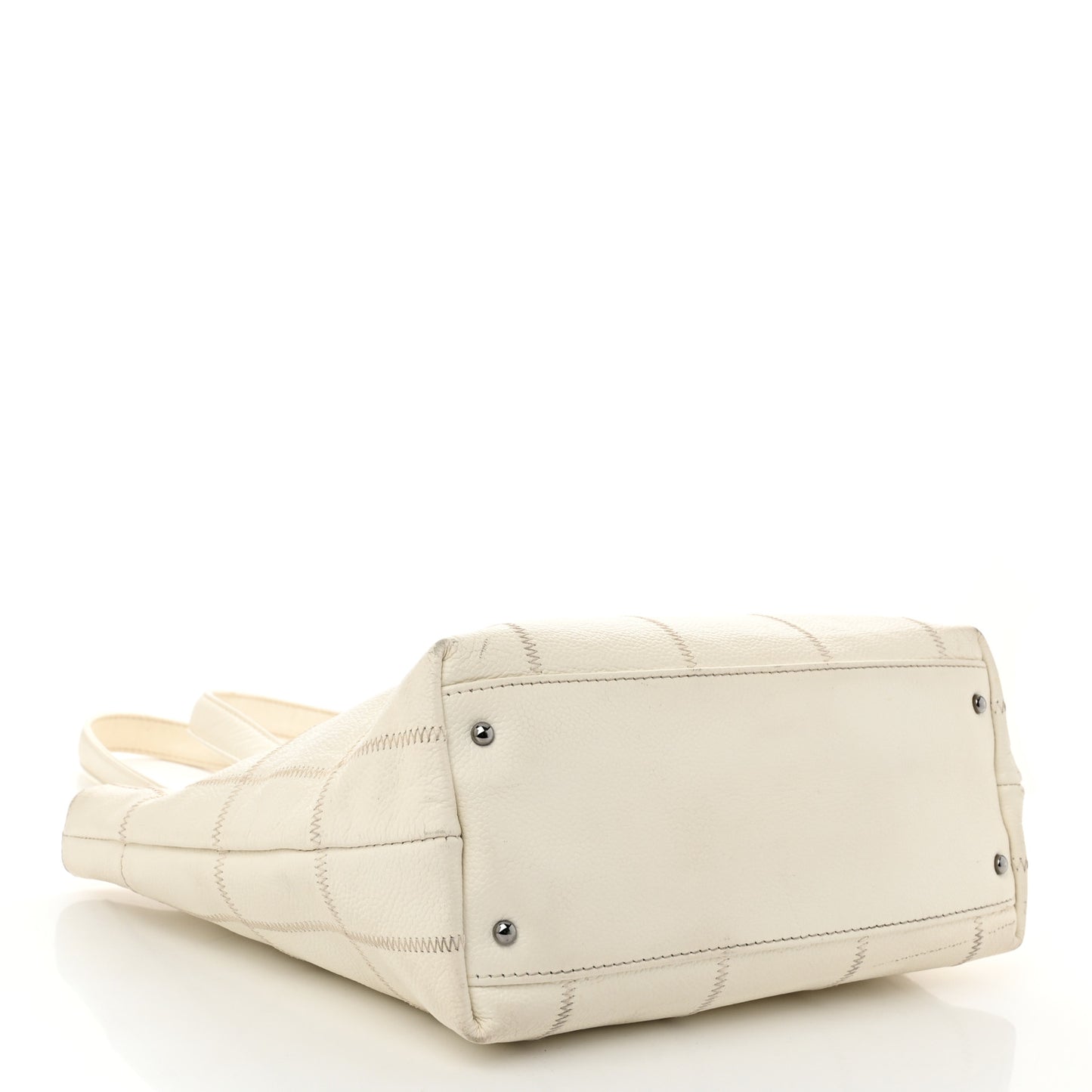 Caviar Square Stitched Tote White