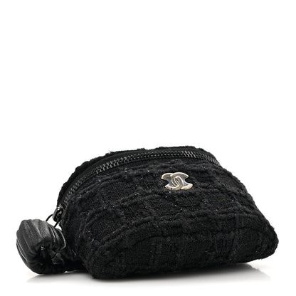 Chanel Tweed Lambskin Quilted Arm Coin Purse Black 4 of 7