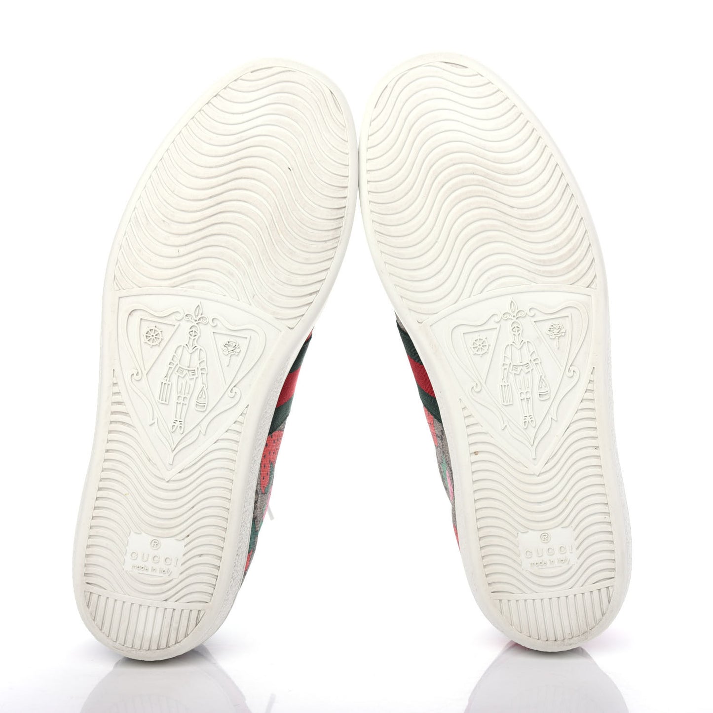 GG Supreme Monogram Strawberry Web Womens Ace Sneakers 38 Beige Multicolor Red Green