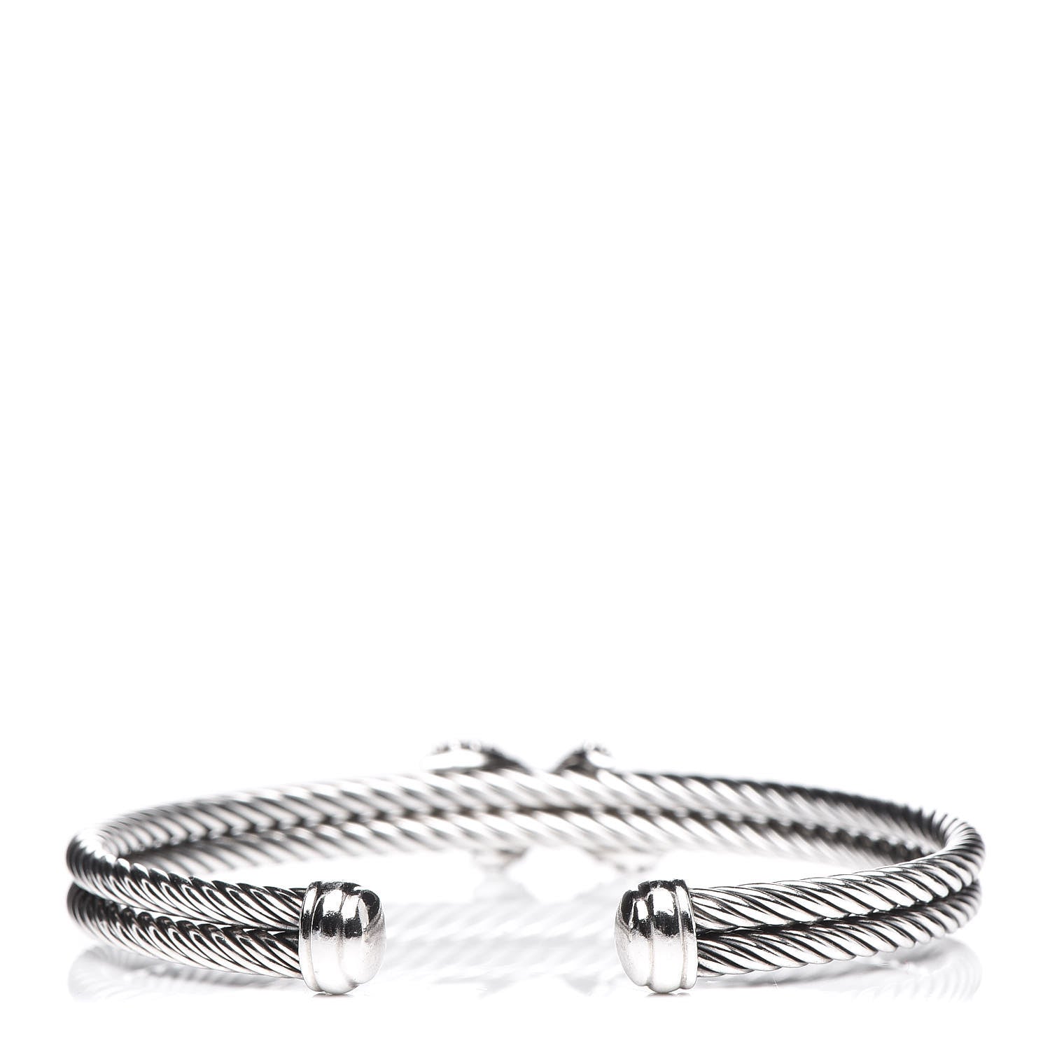 David Yurman Sterling Silver Diamond 6mm X Double Cable Bracelet 3 of 5