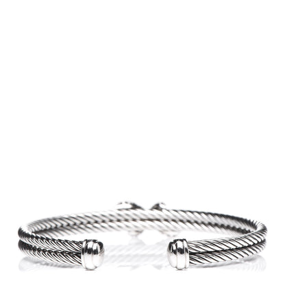 David Yurman Sterling Silver Diamond 6mm X Double Cable Bracelet 3 of 5