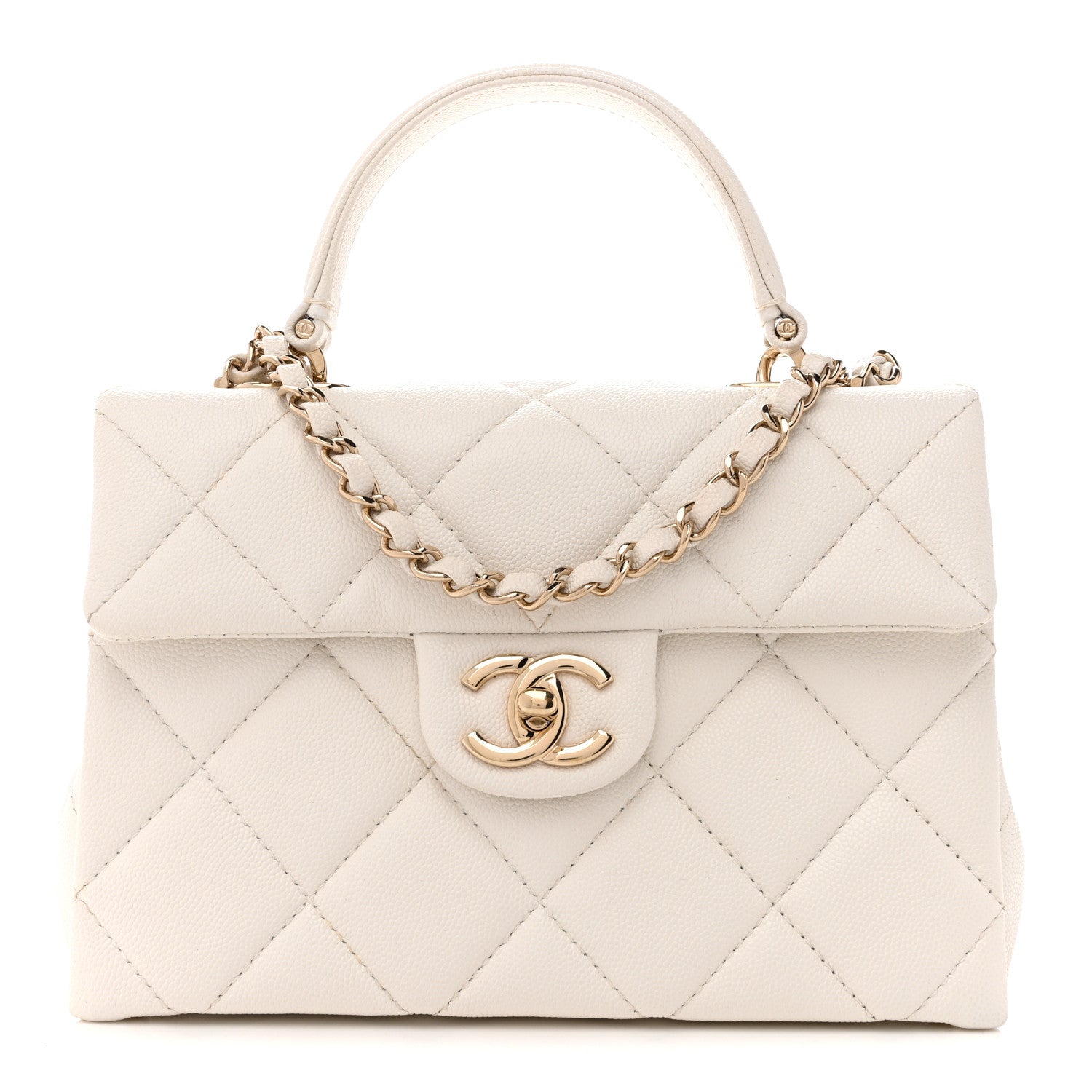Chanel Caviar Quilted Mini Retro Twist Top Handle Flap White 1 of 14