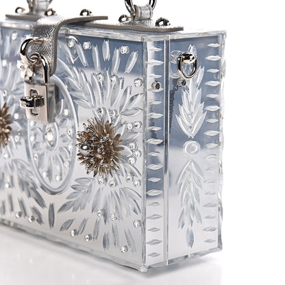 Dolce & Gabbana Plexiglass Embellished Metallic Dauphine Box Bag Argento 14 of 21