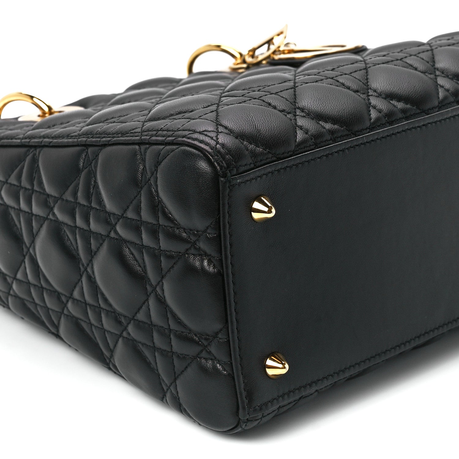 Christian Dior Lambskin Cannage Medium Lady Dior Black 10 of 11