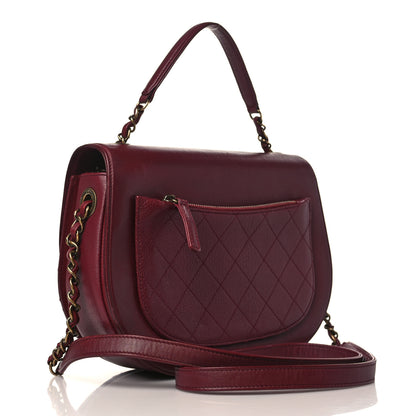 Chanel Shiny Calfskin Goatskin Quilted Medium Coco Curve Messenger Flap Burgundy 3 of 12