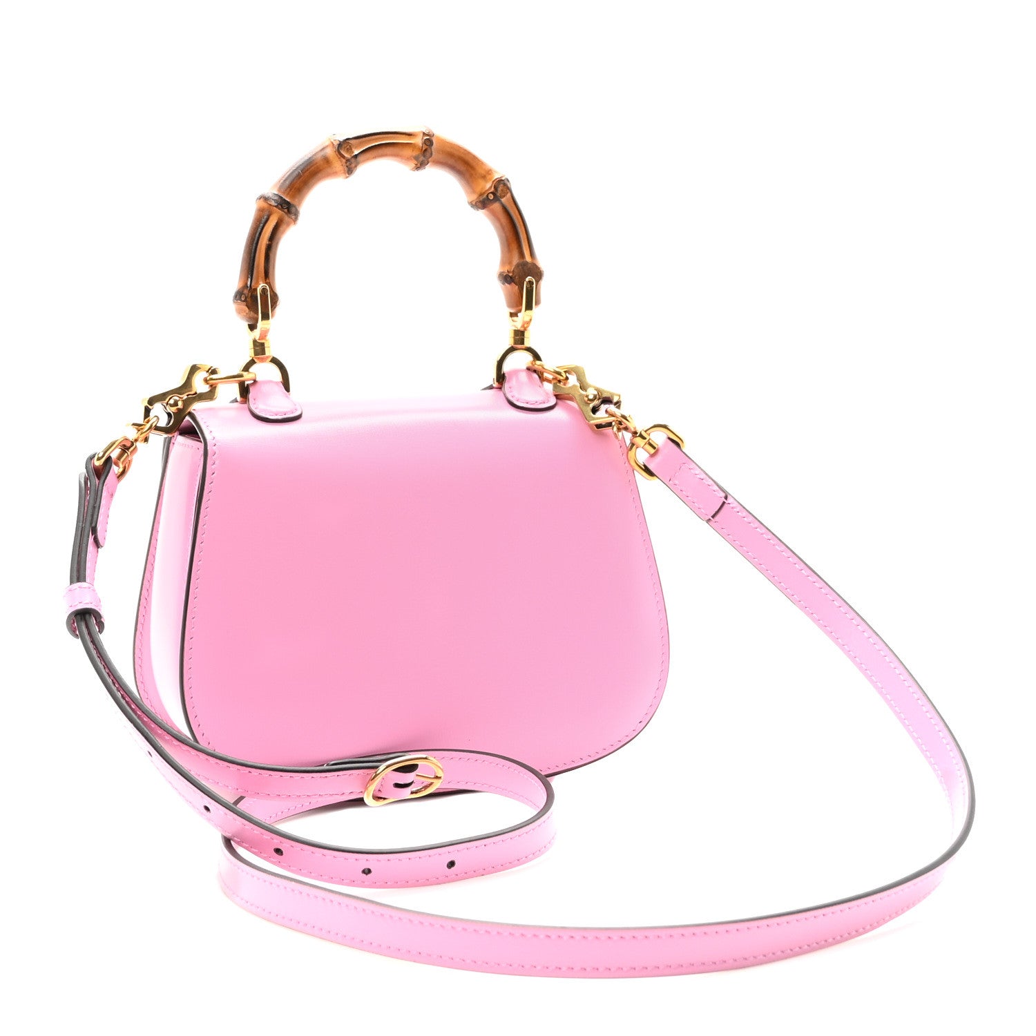 Gucci Boarded Dyana Lux Calfskin Web Mini Bamboo 1947 Top Handle Bag Nice Pink 3 of 10