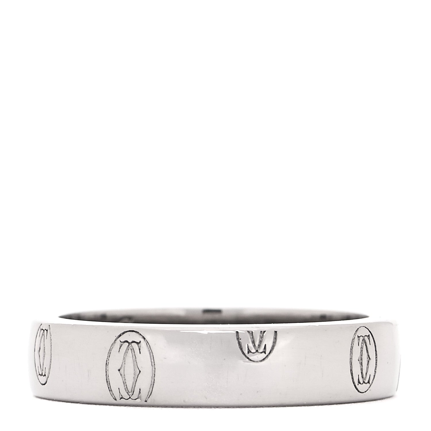 Cartier 18K White Gold 4mm Happy Birthday Band Ring 48 4.5 1 of 4