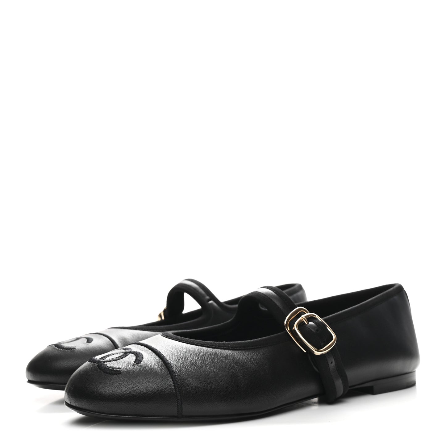 Lambskin Mary Jane Flats 37 Black
