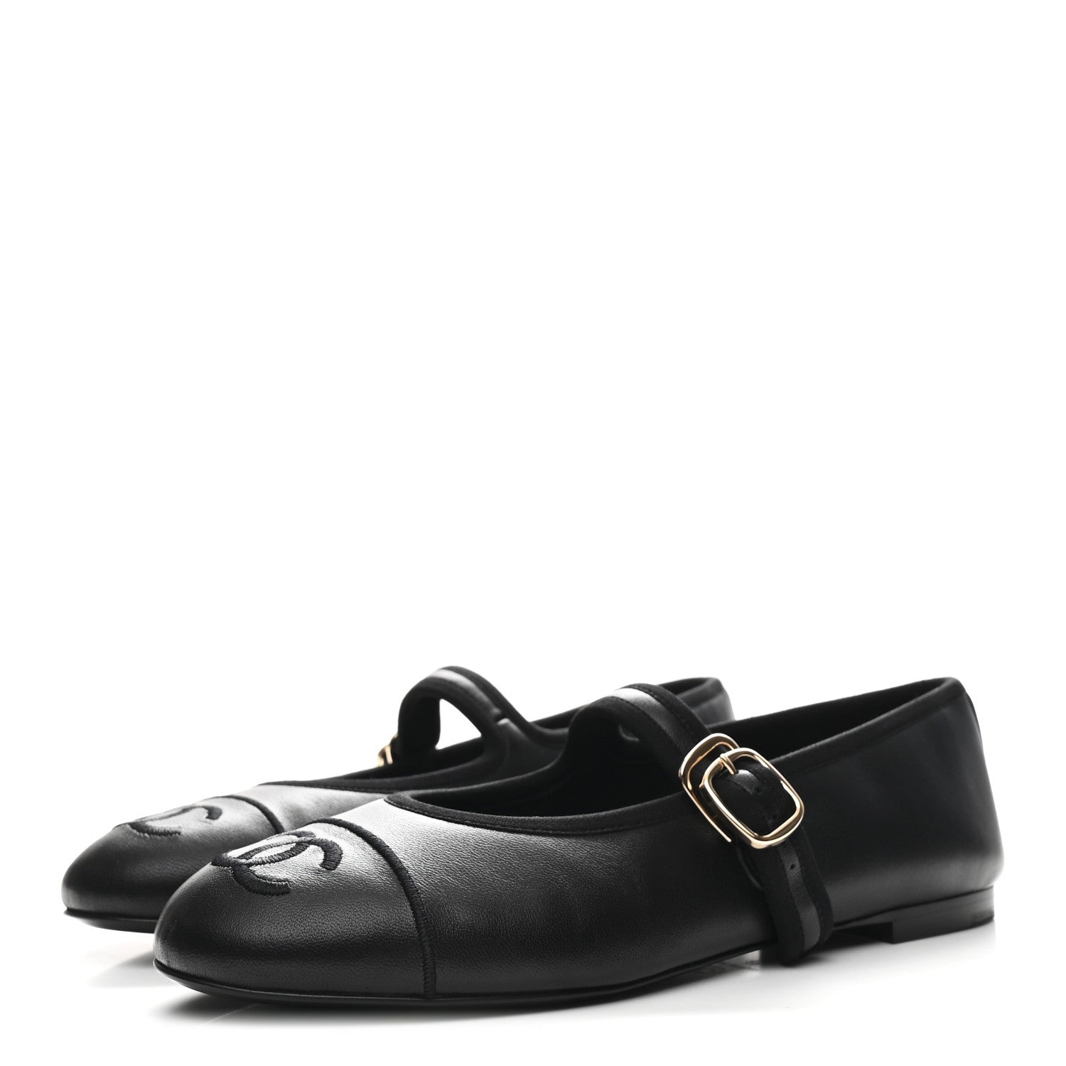 Chanel Lambskin Mary Jane Flats 37 Black 4 of 10