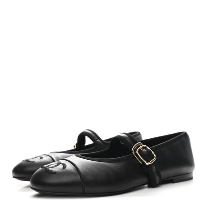 Chanel Lambskin Mary Jane Flats 37 Black 4 of 10