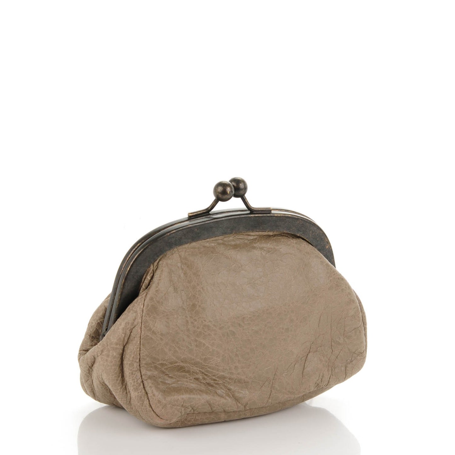 Agneau Classic Hardware Click Coin Purse Gris Poivre
