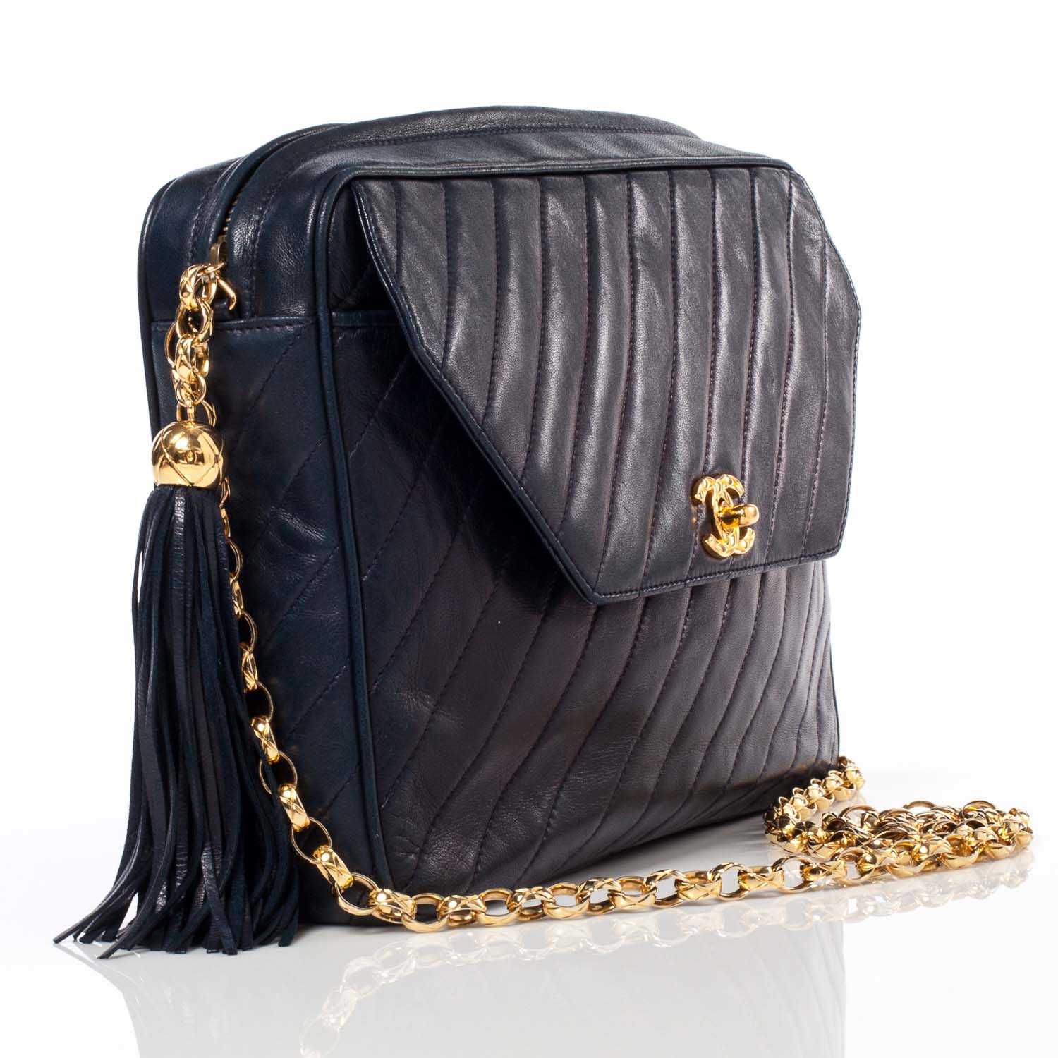 Chanel Lambskin Tassel Camera Case Navy 3 of 11